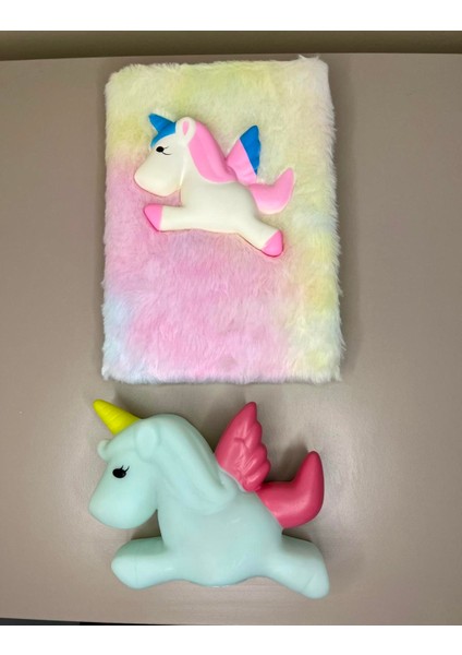 Unicorn Figürlü Peluş Defter ve Unicorn Gece Lambası-Çocuk Odası -Masa Başucu Lambası fırsatları