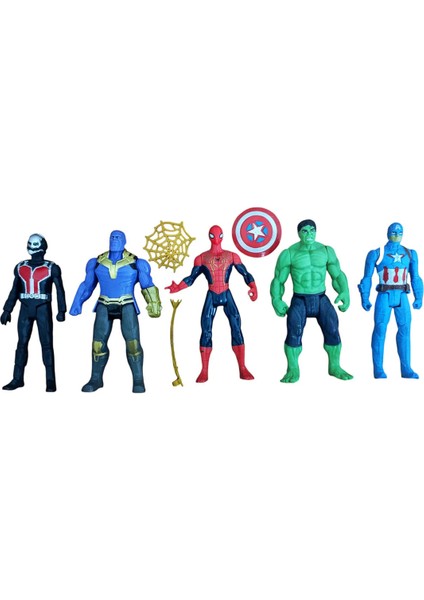 16 Parça Süper Kahraman Seti Örümcek Adam Hulk Süpermen Batman Demir Adam Thor Flash Thanos 10 Cm. modelleri