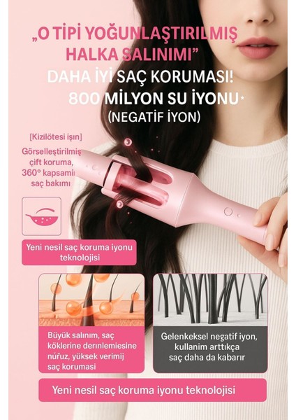 Pembe 5'li Çok Fonksiyonlu Otomatik Saç Maşası, Negatif Iyonlar ile Parlak ve Sağlıklı Saçlar fiyatları