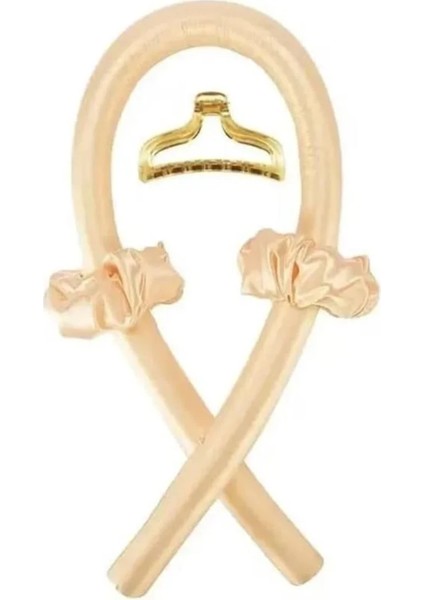 Izole Isısız Saç Şekillendirme Seti Saten Gece Bigudisi ve Saç Sosisi (Gold)