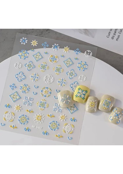 5d Kabartmalı Bohem Tırnak Süsleme Stickerı 0482 Nail Art Süslemeleri