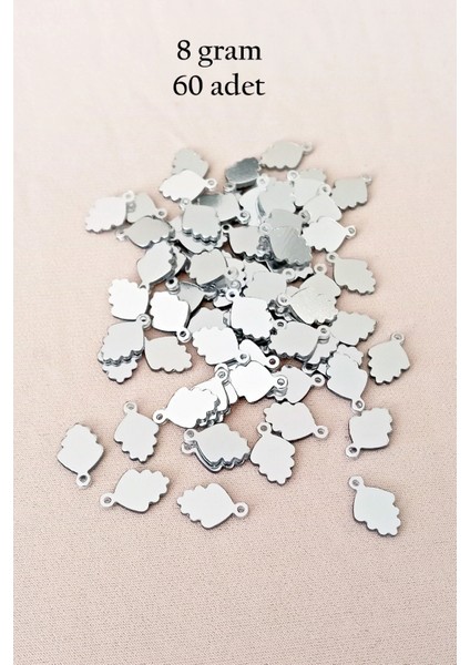 Oya Abiye Bileklik Kolye Pleksi Metalik Plastik Pul Gümüş Renk 8 Gram 60 Adet - BNC504