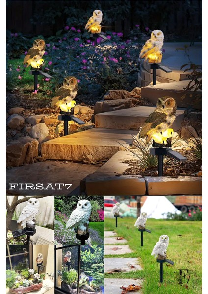 2 Adet Baykuş Solar Güneş Enerjili LED Işık Bahçe Teras Balkon Ağaç Lambası Aydınlatması Su Geçirmez