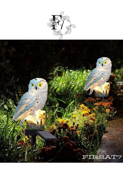 2 Adet Baykuş Solar Güneş Enerjili LED Işık Bahçe Teras Balkon Ağaç Lambası Aydınlatması Su Geçirmez