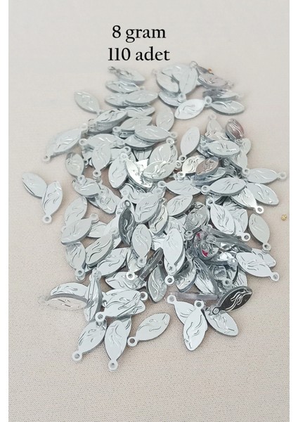 Oya Abiye Bileklik Kolye Pleksi Metalik Plastik Pul Gümüş Renk 8 Gram 110 Adet - BNC515