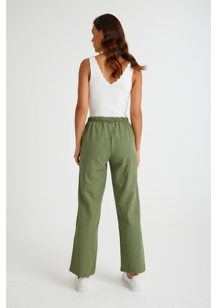 Keten Günlük Pantolon Beli Bağcıklı