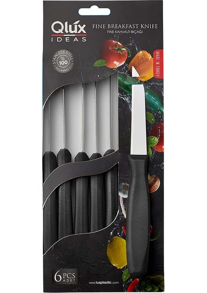 6 Adet Kahvaltı Bıçağı Qlux Kahvaltı Et Tavuk Sofra Bıçağı 6 Lı Meyve Bıçağı BSF-00865