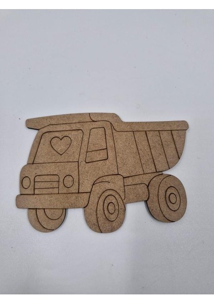 1 Adet Sevimli Kamyon Ahşap Boyama Okul Diy Etkinlik Aktivite Sanat 15 cm x 10 cm