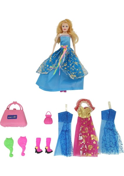 Bebek Yedek Elbiseli ve Aksesuarlı - 1115-21 - Mavi (Lisinya) fiyatları