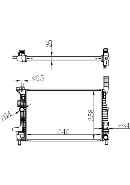 Orıs BFR176026 - Motor Su Radyatoru Focus Iıı 1.5tdcı 1.6tdcı 95PS 115PS 12 Yenı Connect 14 1.5tdcı 1.6 Tdcı Olcu 545 358 26