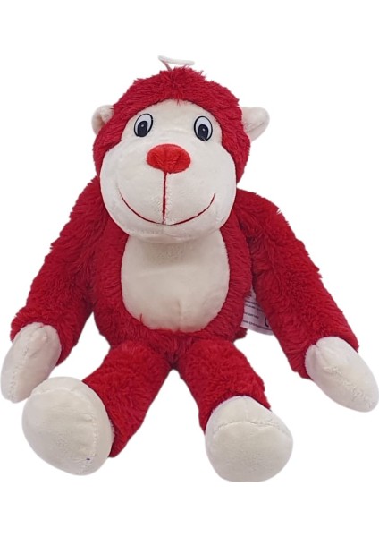 Peluş Maymun 40 cm - Yumuşak Peluş - G5501 - Kırmızı (Lisinya)
