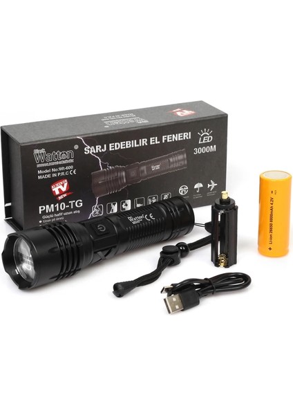 3000 Lümen Güçlü El Feneri WT-600 ( Lisinya )