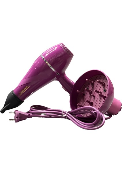 Renkli Difüzör Başlıklı Profesyonel Saç Kurutma ve Fön Makinesi Mor Renk fırsatları