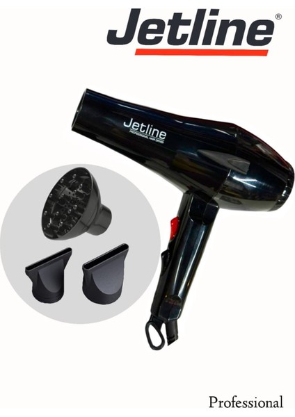 2500W Turbo Vigo Profesyonel Kuaför Fön Makinesi, Ac Motor, 3 Başlıklı, Siyah