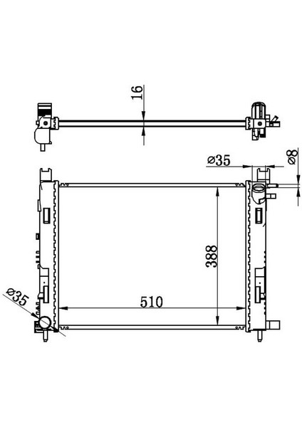 Orıs BRN072016 - Motor Su Radyatoru Captur I 12 Clıo Iv 12 Dokker 12 Symbol Iıı 14 Sandero Iı 12 0.9 Tce 1.2 Tce 1.5 Dcı 1.6 506×414X18 Mekanik