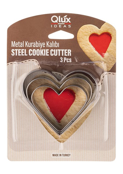 Kalp Kurabiye Kalıbı 3 Boy Metal Kurabiye Kalıbı L-00557 Qlux Paslanmaz Çelik Kurabiye Kalıbı fiyatları
