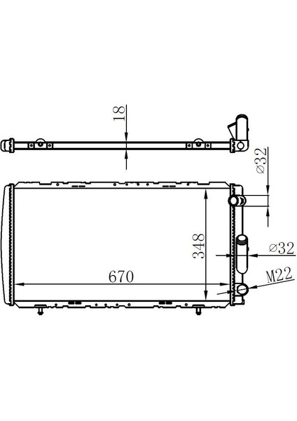 Orıs BRN037018 - Radyatör Brazing R21-CNCRD-MNGR-OPT Ac Mek 667×355X18