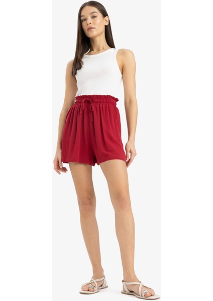 Beli Lastikli Kısa Paça Krinkıl Viskon Şort D8211AX25SM