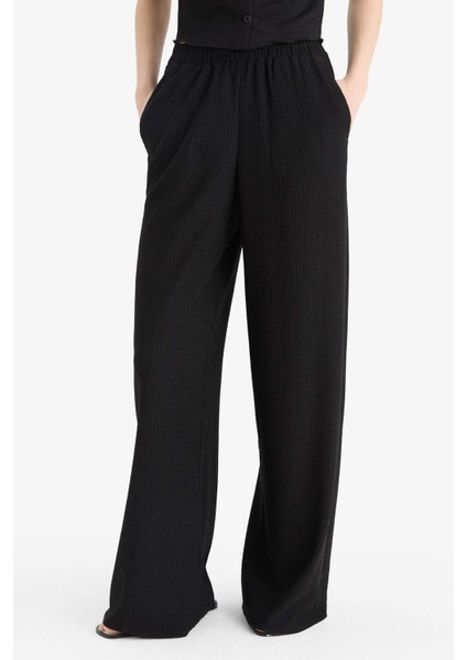 Coool Wide Leg Beli Lastikli Krep PANTOLON D8160AX25SM fırsatları