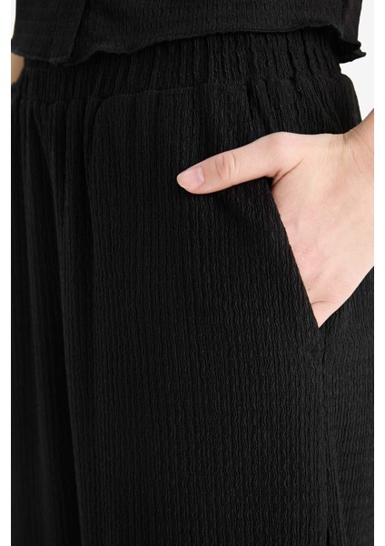 Coool Wide Leg Beli Lastikli Krep PANTOLON D8160AX25SM indirimleri