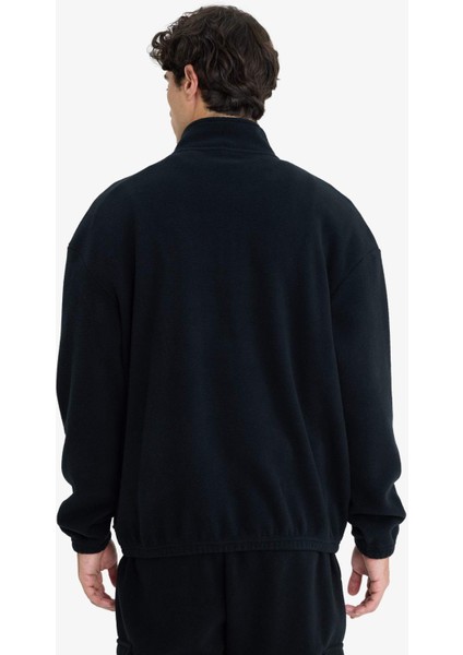 Boxy Fit Dik Yaka Yarım Fermuarlı Polar Sweatshirt E8632AX25WN