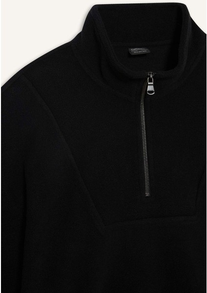 Boxy Fit Dik Yaka Yarım Fermuarlı Polar Sweatshirt E8632AX25WN