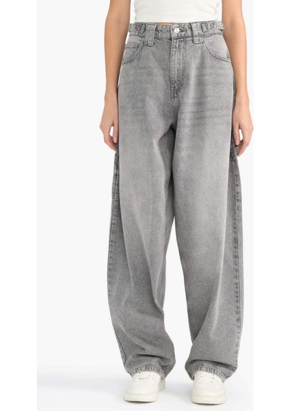 Baggy Fit Yüksek Bel Uzun Jean Yıkamalı PANTOLON D9408AX25SM indirimleri