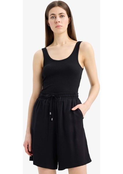 Yüksek Bel Kısa Paça Viskon Şort N5389AZ25HS fırsatları