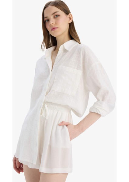 Beli Lastikli Kısa Paça Krinkıl Viskon Şort D8211AX25SM modelleri