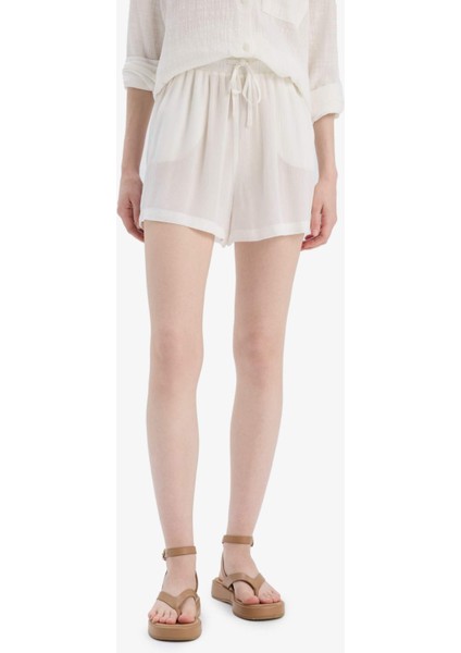 Beli Lastikli Kısa Paça Krinkıl Viskon Şort D8211AX25SM fırsatları