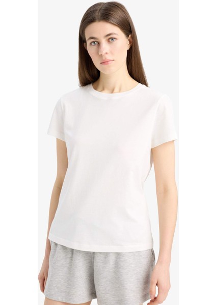 Regular Fit Bisiklet Yaka Basic Düz Penye Kısa Kollu Tişört E5851AX25SM modelleri