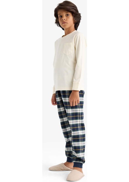 Erkek Çocuk Pijama Takımı Uzun Kollu Üst Kareli Uzun Alt F1008A825WN fiyatları