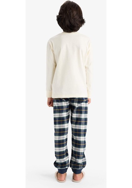 Erkek Çocuk Pijama Takımı Uzun Kollu Üst Kareli Uzun Alt F1008A825WN