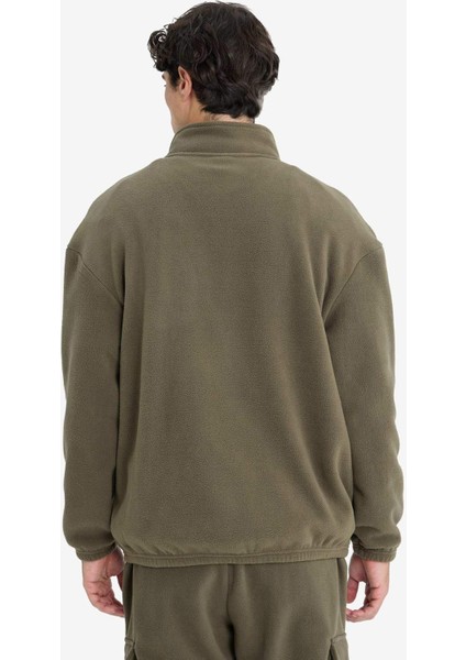Boxy Fit Dik Yaka Yarım Fermuarlı Polar Sweatshirt E8632AX25WN