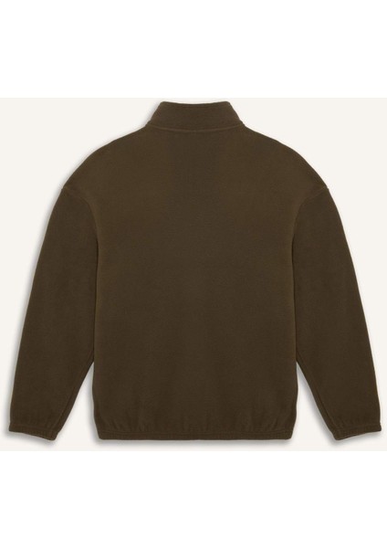 Boxy Fit Dik Yaka Yarım Fermuarlı Polar Sweatshirt E8632AX25WN