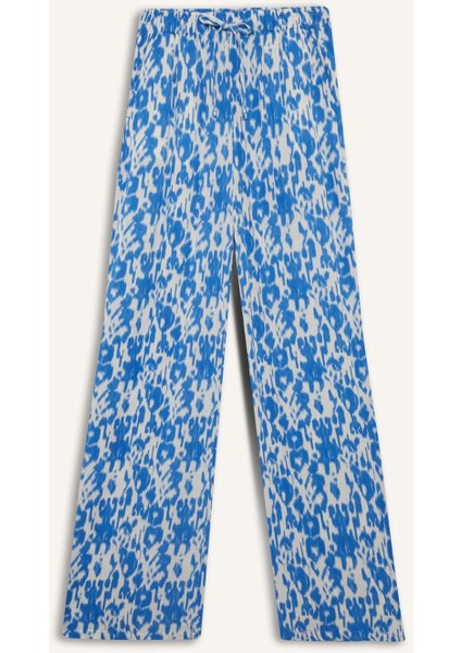 Straight Fit Beli Lastikli Midi Krinkıl Kumaş Desenli Pantolon E7828AX25SP