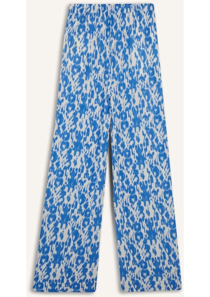 Straight Fit Beli Lastikli Midi Krinkıl Kumaş Desenli Pantolon E7828AX25SP