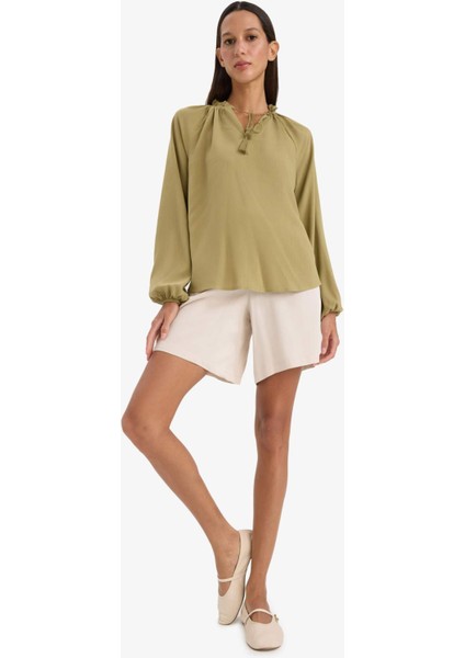 Yüksek Bel Kısa Paça Viskon Şort N5389AZ25HS fiyatları