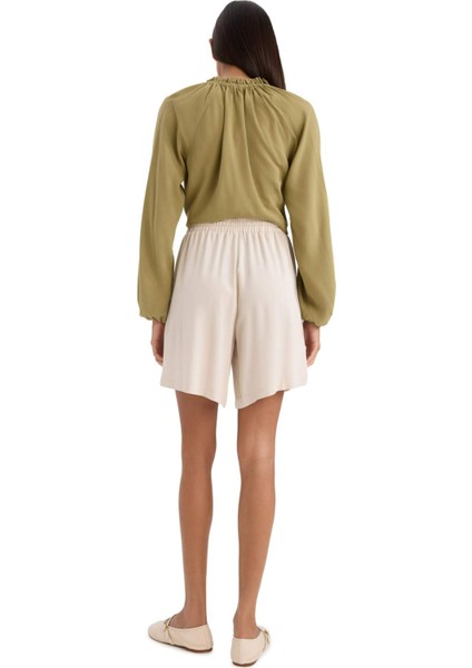 Yüksek Bel Kısa Paça Viskon Şort N5389AZ25HS