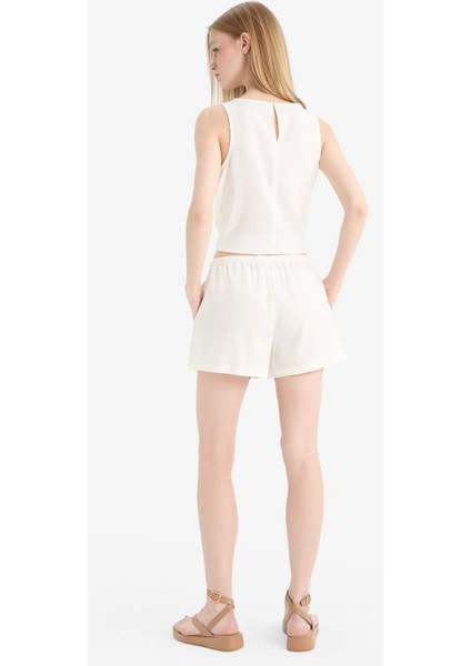 Coool Regular Fit Normal Bel Kısa Paça Keten Karışımlı Şort D8008AX25HS