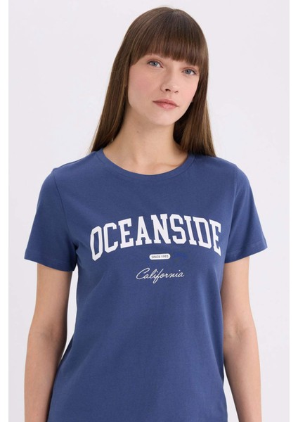 Regular Fit Bisiklet Yaka Baskılı Penye Kısa Kollu Tişört E0610AX25SP