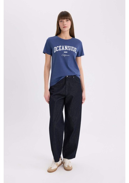 Regular Fit Bisiklet Yaka Baskılı Penye Kısa Kollu Tişört E0610AX25SP fiyatları