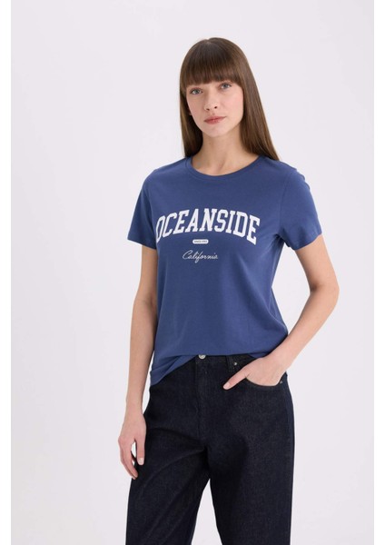 Regular Fit Bisiklet Yaka Baskılı Penye Kısa Kollu Tişört E0610AX25SP modelleri