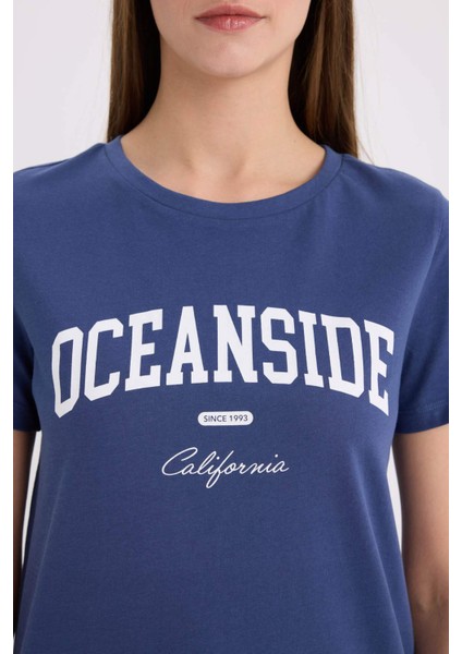 Regular Fit Bisiklet Yaka Baskılı Penye Kısa Kollu Tişört E0610AX25SP indirimleri