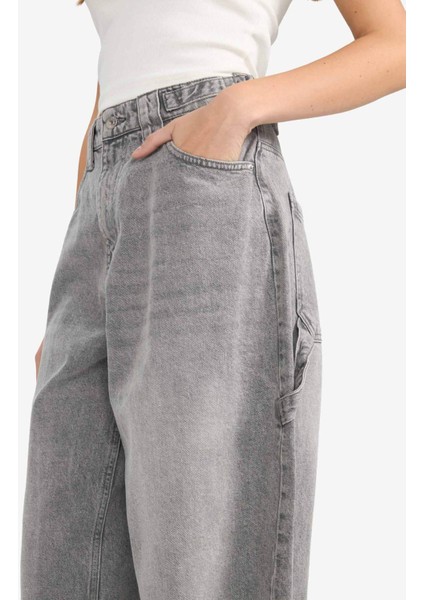 Baggy Fit Yüksek Bel Uzun Jean Yıkamalı PANTOLON D9408AX25SM