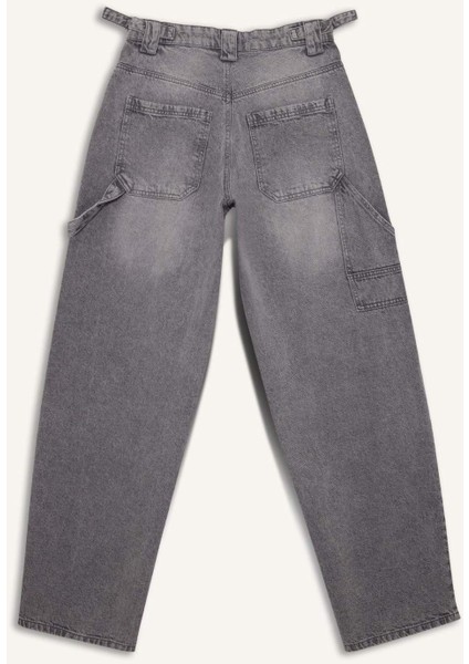 Baggy Fit Yüksek Bel Uzun Jean Yıkamalı PANTOLON D9408AX25SM