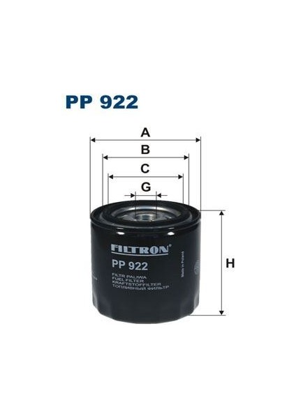 Fıltron PP922 - Yakıt Filtresi Mazda B-Serie Pickup 2.5 D 4WD 78HP 09/98-06/99
