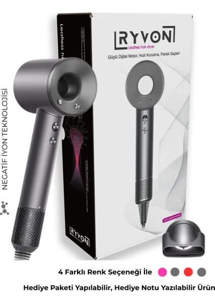 Güçlü ve Hafif Saç Kurutma Makinesi, Tek Başlık, Gri Renk