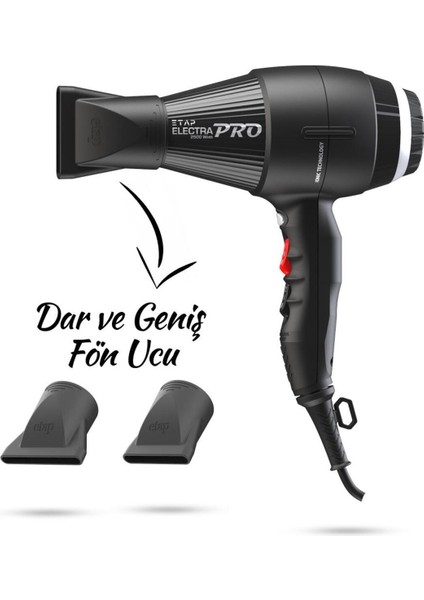 Iyonik Profesyonel Kuaför Fön Makinesi, Siyah, Güçlü ve Hafif Tasarım