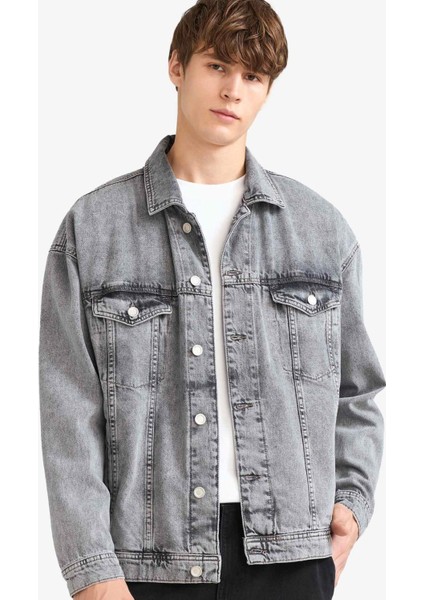 Oversize Geniş Kalıp Düğmeli Denim Ceket F4736AX25AU indirimleri